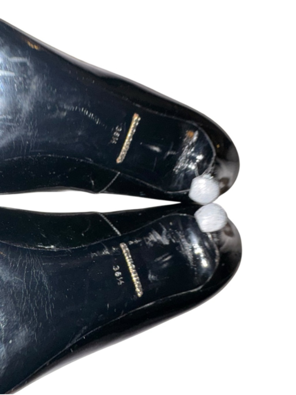 Women's Dolce & Gabbana Black Patent Leather Peep Toe Stilettos Heels 6.5 / 36.5 - Picture 7 of 11